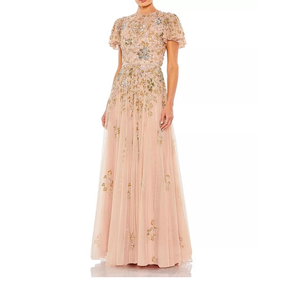 MAC DUGGAL Embellished Gown – Size 14, Flutter Sleeves, Wedding/Bridesmaid Dress - Picture 2 of 3